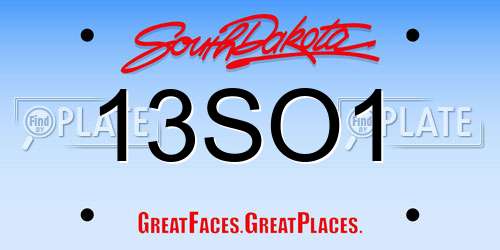 13SO1 South Dakota License Plate