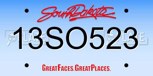 13SO523 South Dakota License Plate
