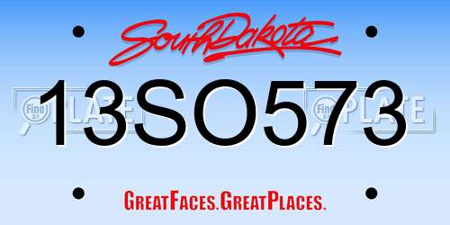 13SO573 South Dakota License Plate