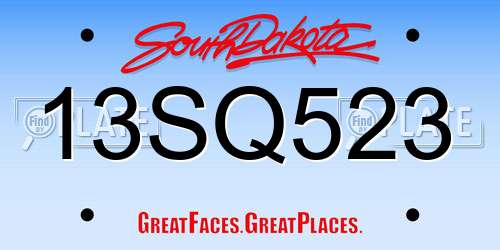 13SQ523 South Dakota License Plate