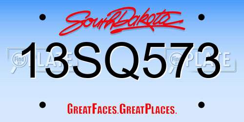 13SQ573 South Dakota License Plate