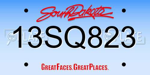 13SQ823 South Dakota License Plate
