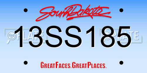 13SS185 South Dakota License Plate