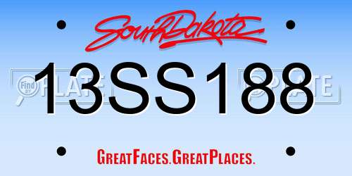 13SS188 South Dakota License Plate