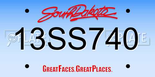 13SS740 South Dakota License Plate