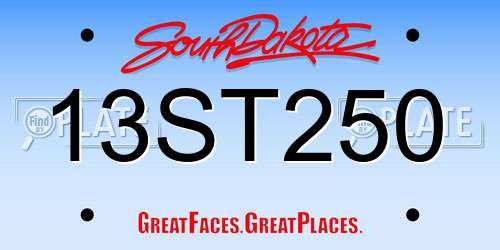 13ST250 South Dakota License Plate