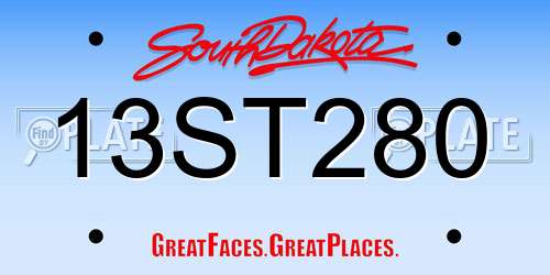 13ST280 South Dakota License Plate