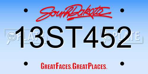 13ST452 South Dakota License Plate