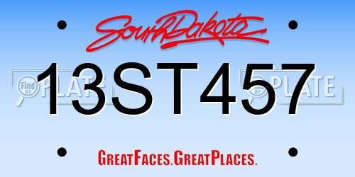 13ST457 South Dakota License Plate