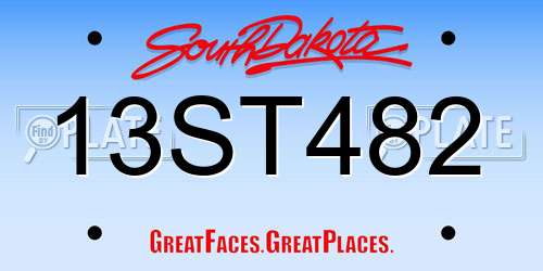 13ST482 South Dakota License Plate
