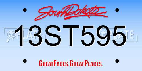 13ST595 South Dakota License Plate