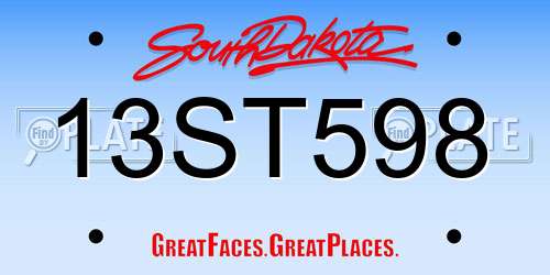 13ST598 South Dakota License Plate
