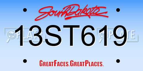 13ST619 South Dakota License Plate