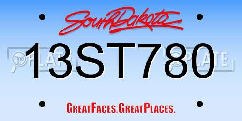 13ST780 South Dakota License Plate