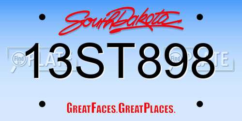 13ST898 South Dakota License Plate