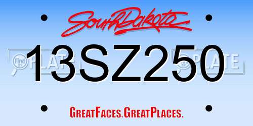 13SZ250 South Dakota License Plate