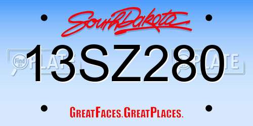13SZ280 South Dakota License Plate
