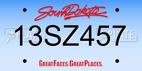 13SZ457 South Dakota License Plate