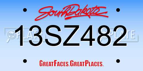 13SZ482 South Dakota License Plate