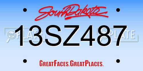 13SZ487 South Dakota License Plate