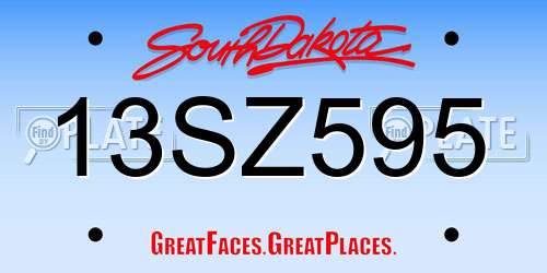 13SZ595 South Dakota License Plate