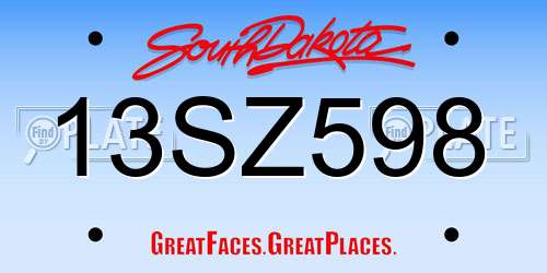 13SZ598 South Dakota License Plate