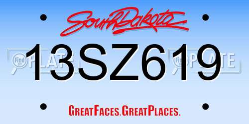 13SZ619 South Dakota License Plate