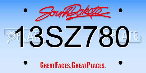 13SZ780 South Dakota License Plate