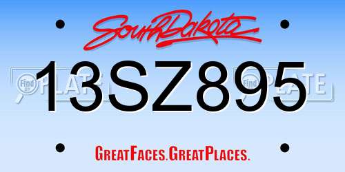 13SZ895 South Dakota License Plate