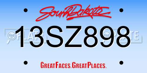 13SZ898 South Dakota License Plate