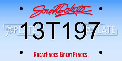 13T197 South Dakota License Plate