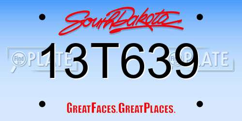 13T639 South Dakota License Plate