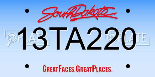 13TA220 South Dakota License Plate