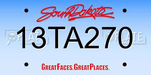 13TA270 South Dakota License Plate
