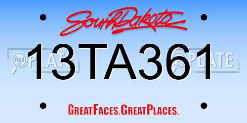 13TA361 South Dakota License Plate