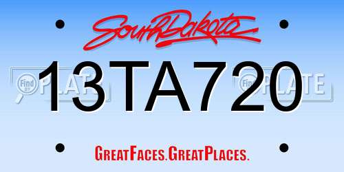 13TA720 South Dakota License Plate