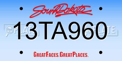 13TA960 South Dakota License Plate