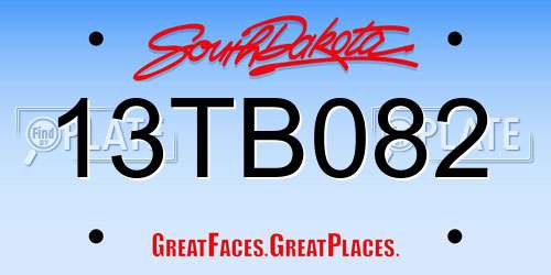 13TB082 South Dakota License Plate