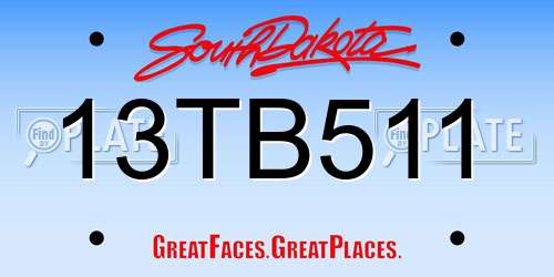 13TB511 South Dakota License Plate