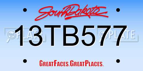 13TB577 South Dakota License Plate
