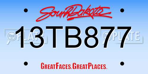 13TB877 South Dakota License Plate