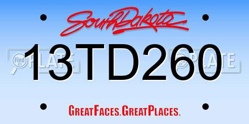 13TD260 South Dakota License Plate