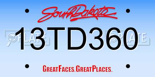 13TD360 South Dakota License Plate
