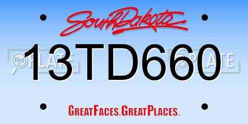 13TD660 South Dakota License Plate
