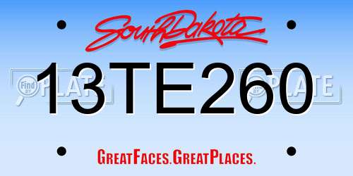 13TE260 South Dakota License Plate