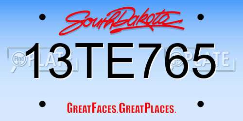 13TE765 South Dakota License Plate