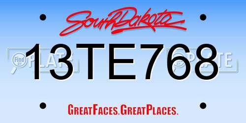 13TE768 South Dakota License Plate