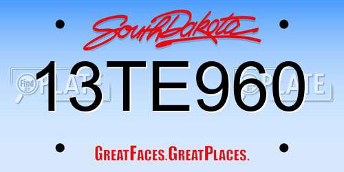 13TE960 South Dakota License Plate