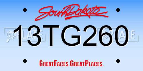 13TG260 South Dakota License Plate