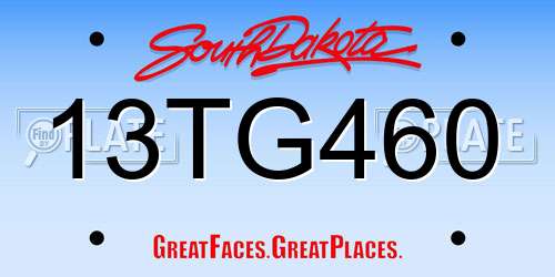 13TG460 South Dakota License Plate